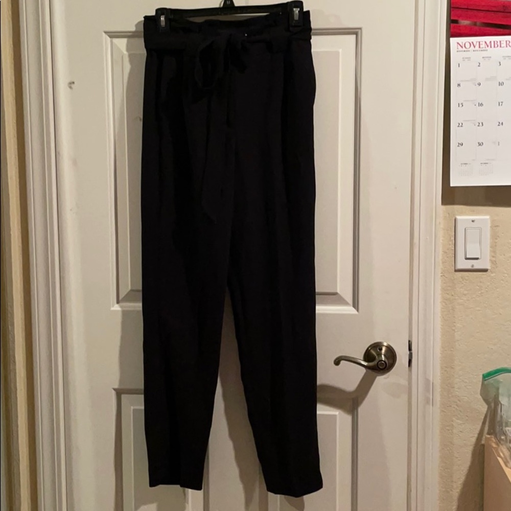 Black dress pants with tie waist
